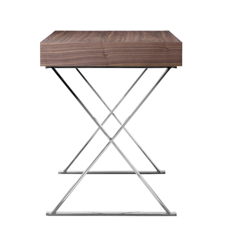 Bureau d'écriture moderne Pangea Home Alexa, Noyer, Argent argent