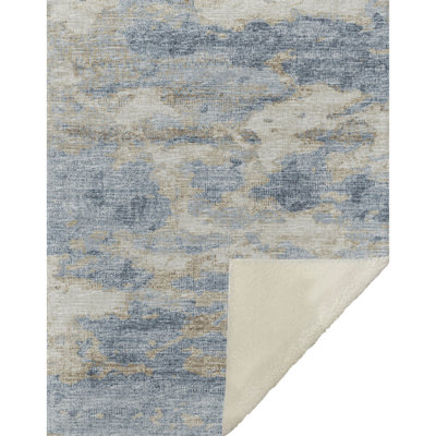 One Pixie Street Blue 50" x 70" Sherpa Throw Blanket, Blue