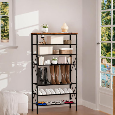 8-Tier Tall Metal Shoe Rack Organizer, Holds 32 Pairs, Adjustable & Stackable Storage Shelf