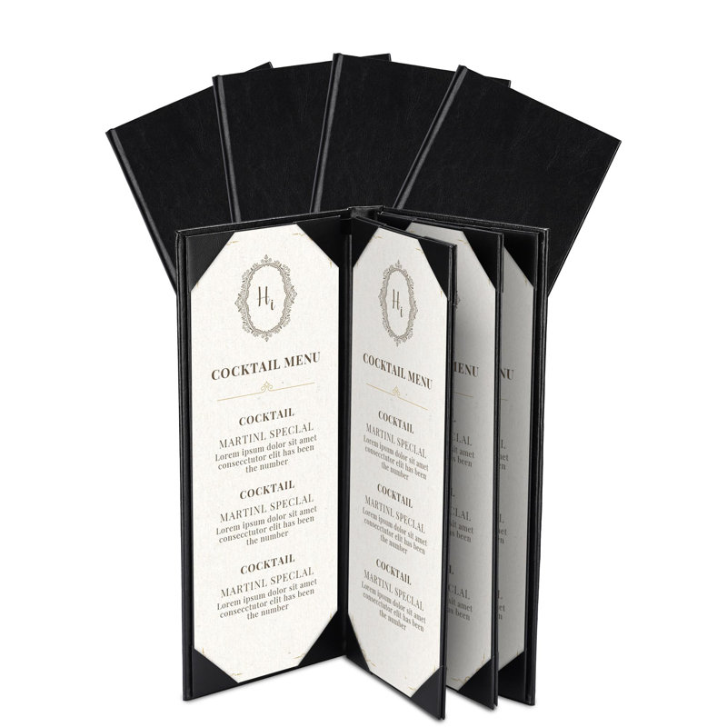 Porte-menu WeChef pour restaurant 4,25 po. X 11 po. 4 pages., 4,25 po x 11 po - livre - 4 pages