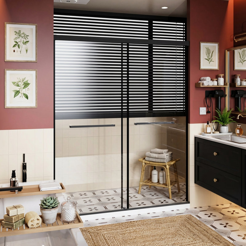 72-Inch High Shower Door, Aluminum Dual Sliding With Adjustable Width And Soft-Close Feature For Bathroom Upgrades Height, 60-Inch Width, Water-Tight Seal Retreat