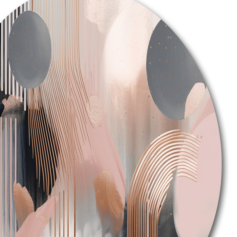 Whispers Of Marble II - Art mural rond abstrait en marbre sur métal, H 36 po x l 36 po x P 1 po
