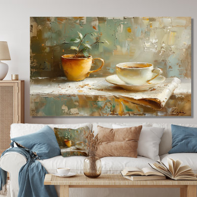 White Beige Cozy Cup Of Coffee I - Coffee Wall Art