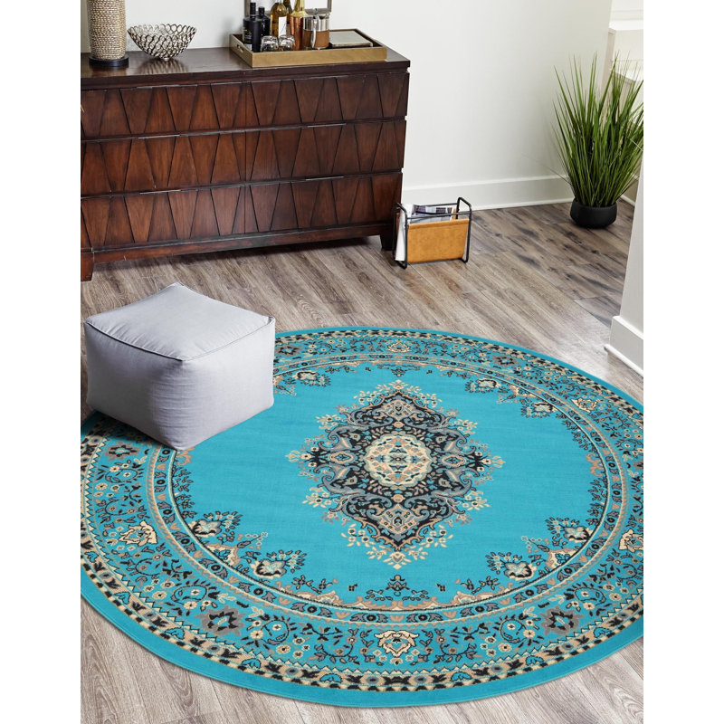 Balthrop Floral Indoor Rug, Round 8'