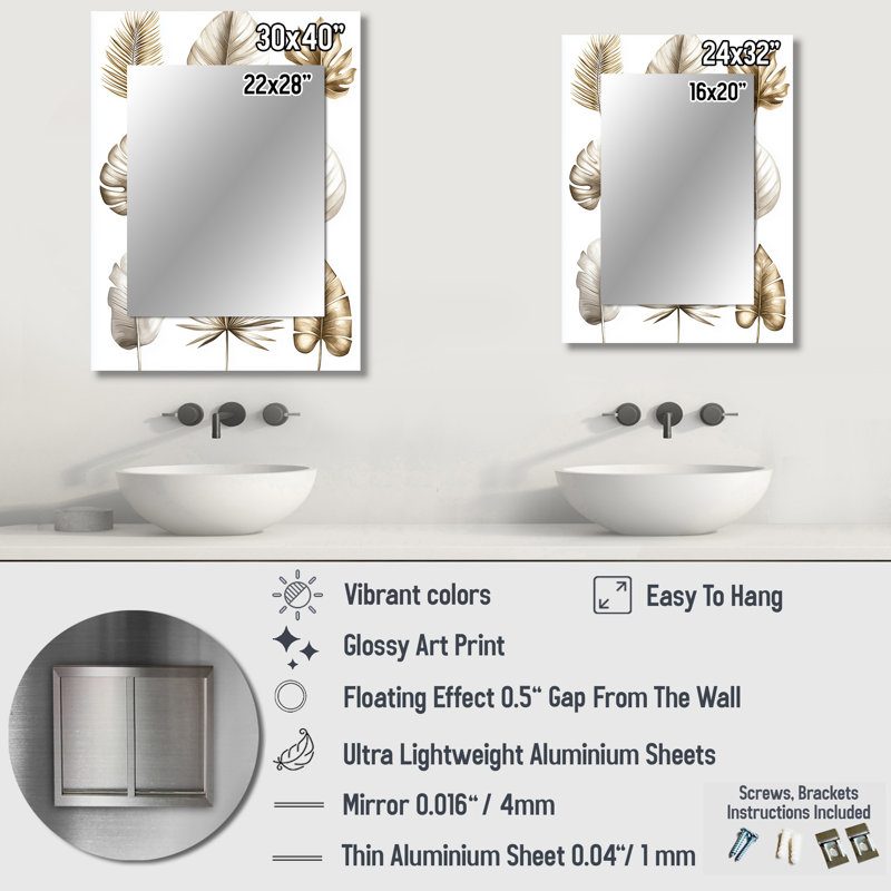 Miroir mural Reflection Tropical, 32 po x 24 po