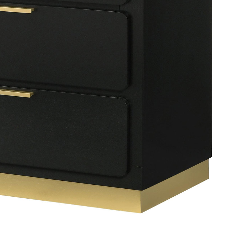 Commode de chambre à 4 tiroirs, Noir