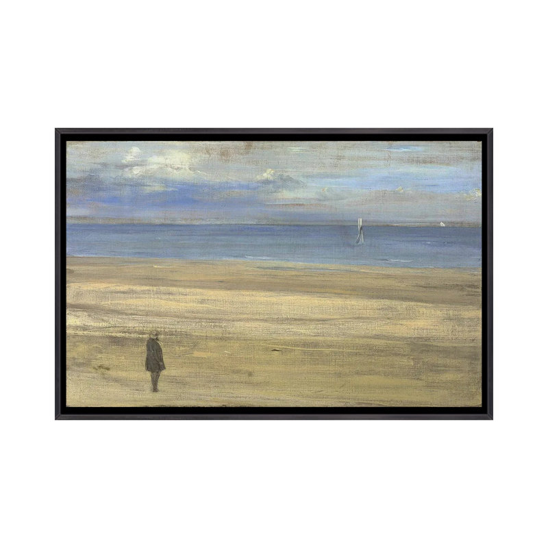 «Harmony in Blue and Silver Trouville», reproduction d'art sur toile encadrée, 26 po x 40 po, Toile avec cadre, Noir patiné