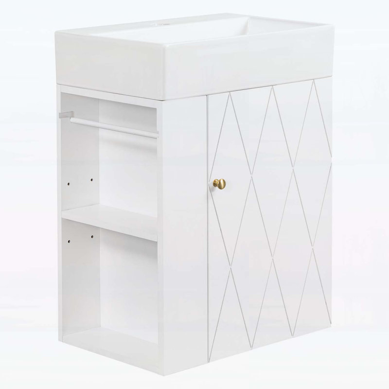 Meuble-lavabo 20 po avec lavabo en céramique, Blanc