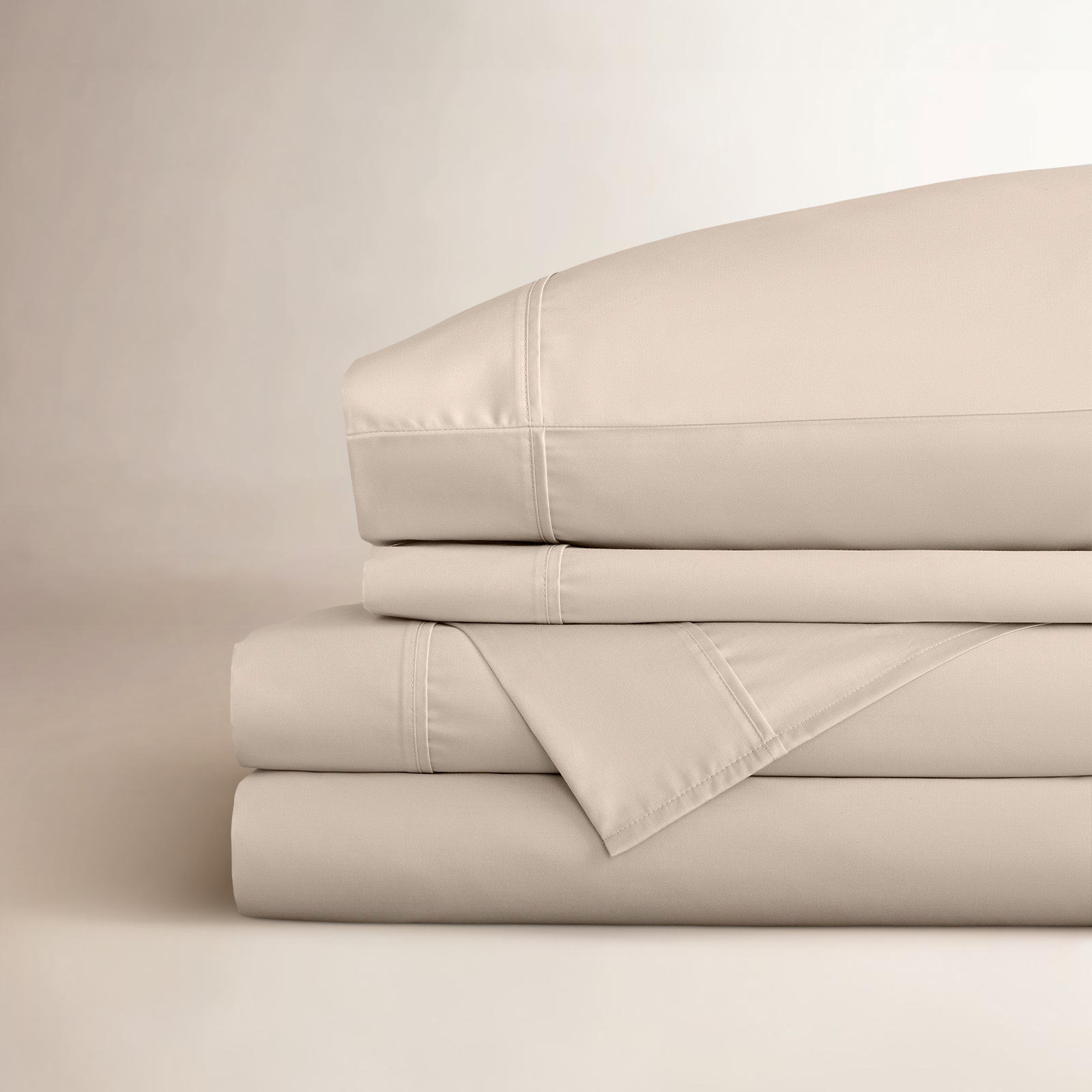 Danfield Cotton Sheet Set, King Sheet Set + 1 Fitted Sheet + 2 Pillowcases, Ivory