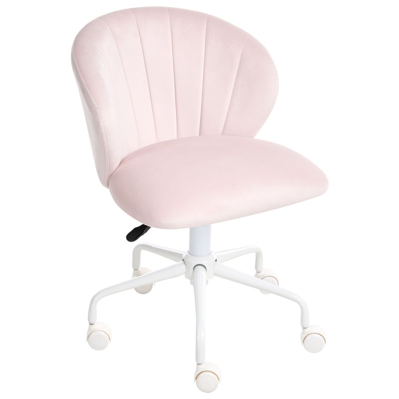 Velvet Office Chair, Pastel Pink