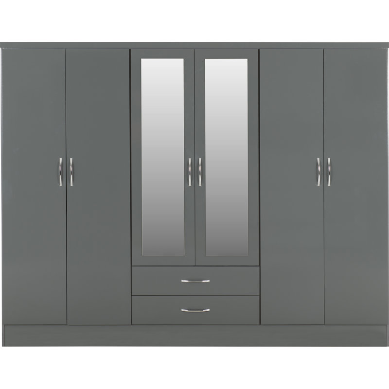 Cascio 6 Door Wardrobe, Gloss Grey
