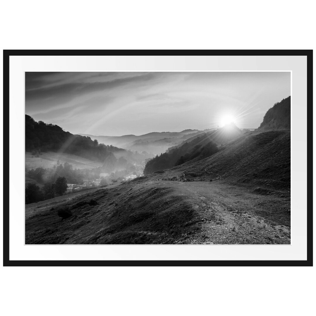 Gerahmtes Poster Berge mit Regenbogen