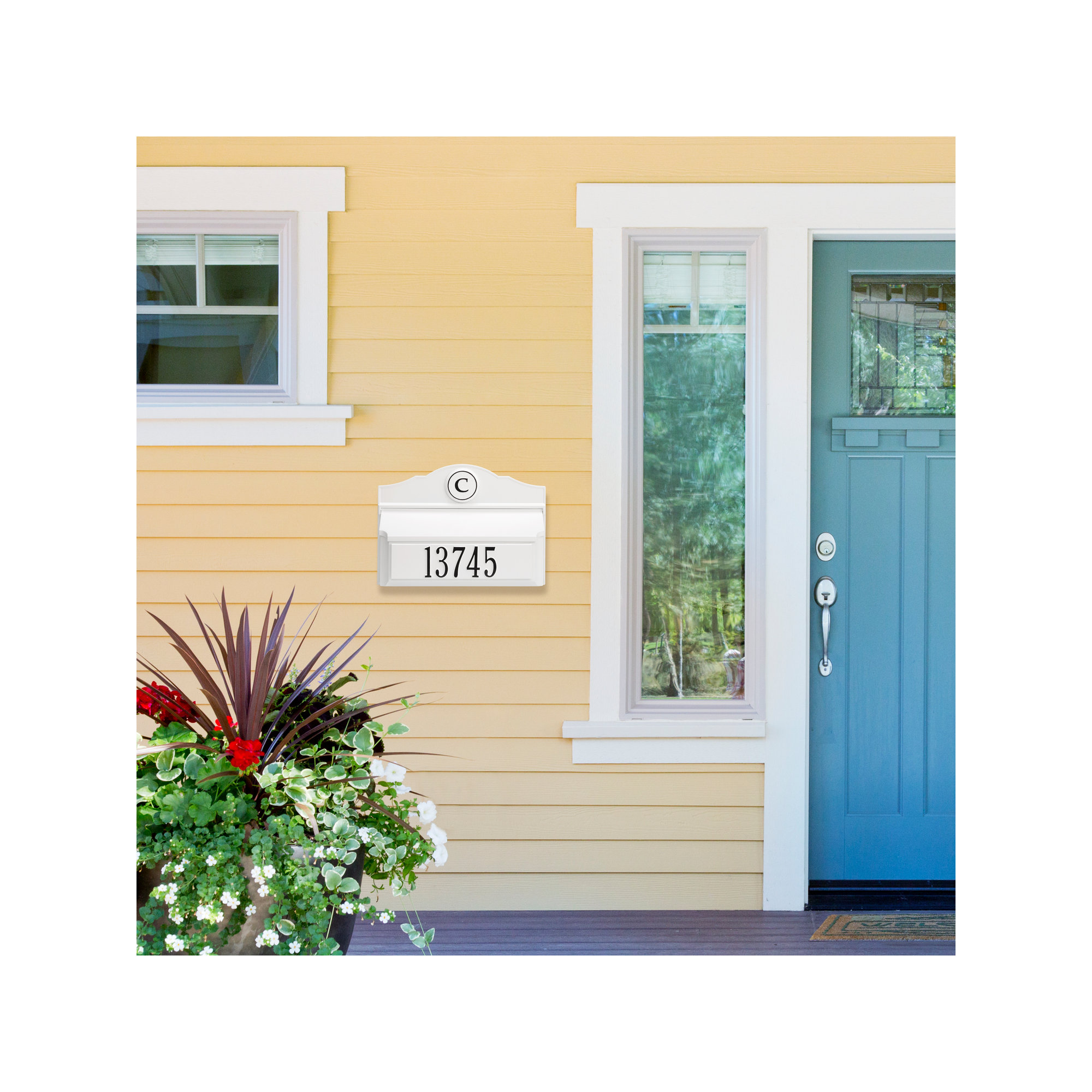 Wall Mounted Mailbox, White/Black, Yes