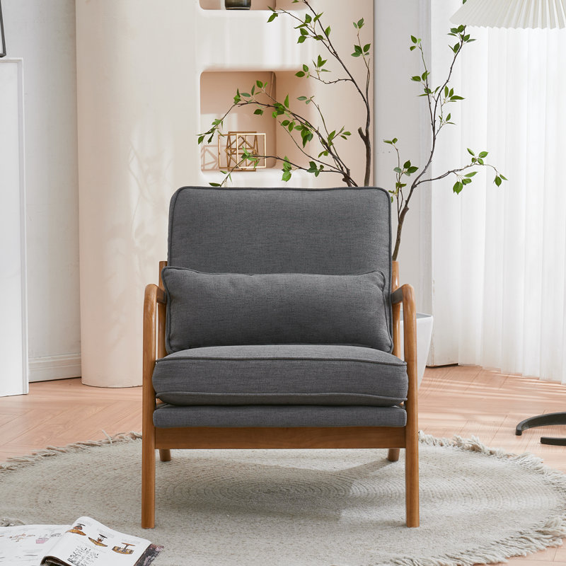 Upholstered Armchair, Grey Linen Blend