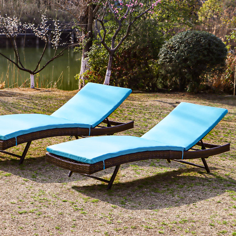Outdoor Chaise Lounge , Cushion Included, Blue