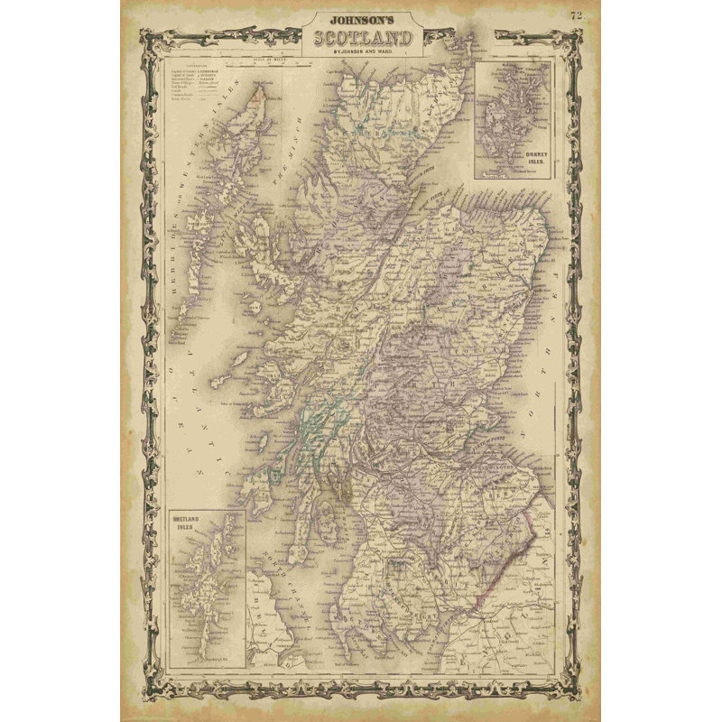 Carte de Johnsons de l'Écosse, H 12 po x l 8 po