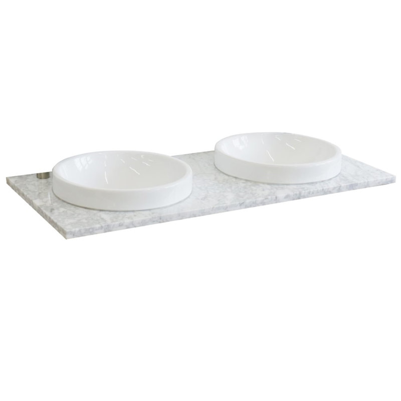 Plateau de meuble-lavabo double 49 po avec lavabo, Blanc