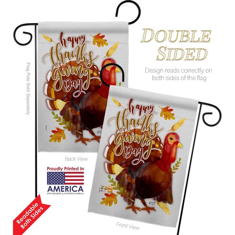 Drapeau de jardin 19 po x 13 po Happy Thanksgiving