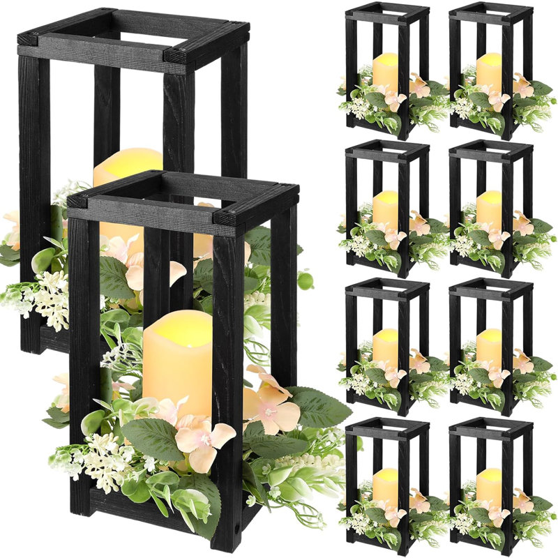 Lanterne de mariage 30 pièces avec porte-bougies et couronnes en bois
