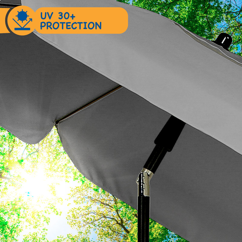 SUNMER 2M Beach Umbrella with Tilt Mechanism, Gray