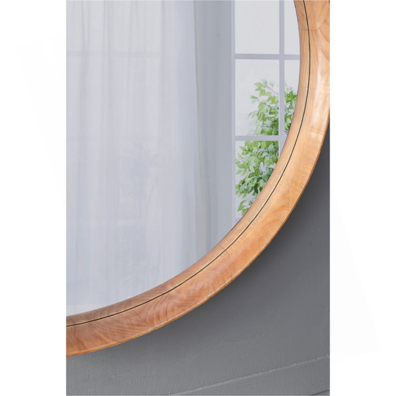 Miroir mural rond en bois D39,4 "x3"