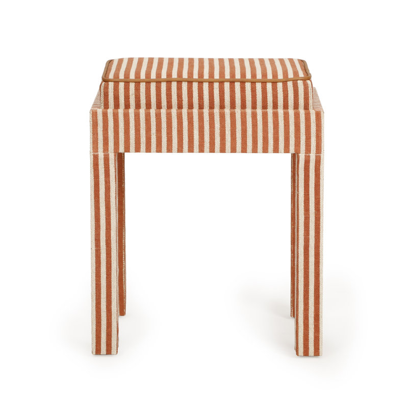 Tabouret de designer en coton et terre cuite Kora, Rouge