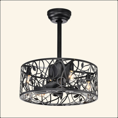 Ventilateur de plafond à 5 pales 18 po 18,5 po, style industriel rétro avec 3 vitesses réglables pour le salon, la chambre à coucher et la cuisine