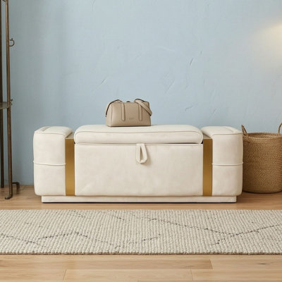 Velvet Upholstered Bench with Flip Top