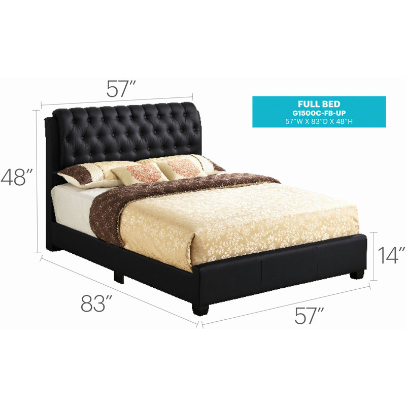 Stylish Contemporary Bed, Black, Full