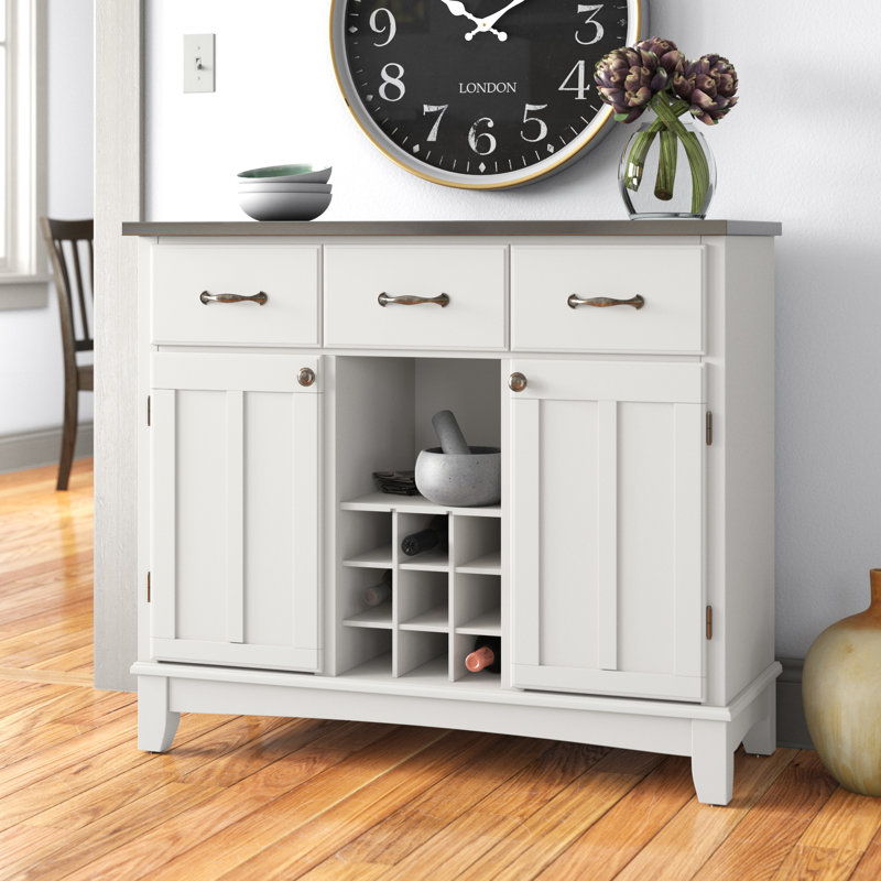 Desserte à 3 tiroirs en bois de cerisier de 41,75 po de large Presswood, Blanc