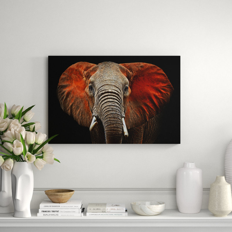 African Elephant Print, Aluminum, 16" H x 20" W x 2.5" D