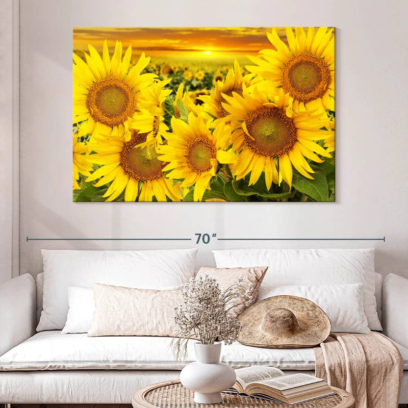Harnek tournesol coucher de soleil horizon, H 34 po x l 51 po