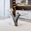 Hergen  63" Modern Rectangular Tempered Glass Dining Table with Pedestal Base