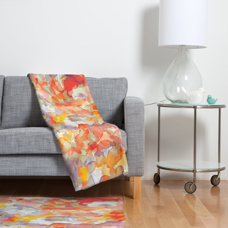 Jeté Jacqueline Maldonado, L 50 po x L 60 po, Floral orange