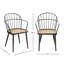 Ensemble de 2 fauteuils rustiques industriels de style Windsor avec chaises incurvées et pieds gris fer