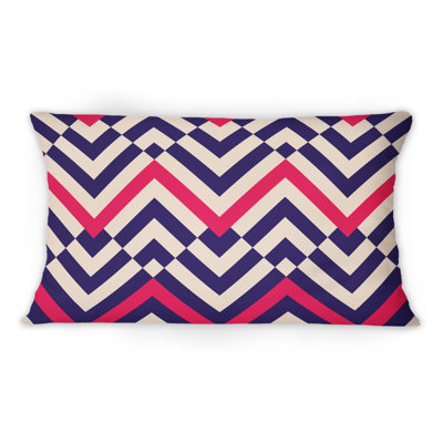 Coussin décoratif à motif à chevrons rouge, blanc et noir II