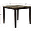 Table de salle à manger carrée brun foncé avec plateau en faux marbre et placage de bouleau