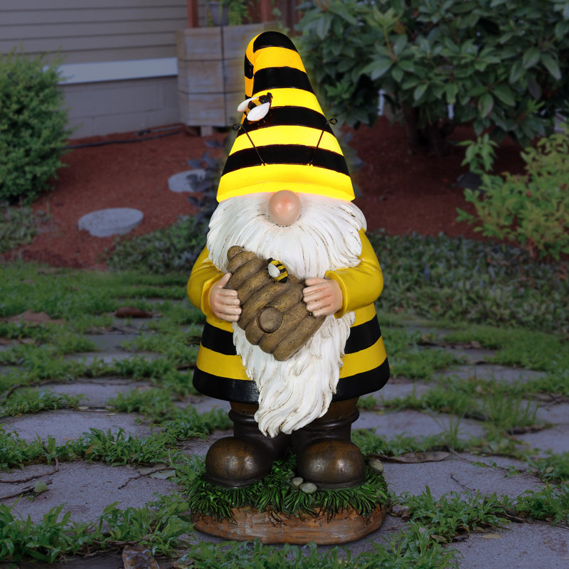 Gnome de jardin solaire avec ruche Exhart