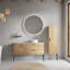 Meuble-lavabo moderne en chêne naturel de 48 po, sans robinet de drainage, option autoportante, bois de catégorie E1, poignées noires, rangement mural rayé optimisé, matériau de la peau, trou en U,
