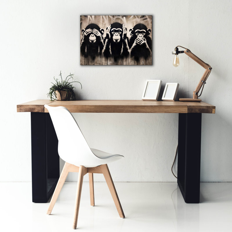 "Epic Graffiti" Three Wize Monkeys "par Andreas Magnusson, art mural sur toile, H 18 po x l 26 po x P 0,75 po