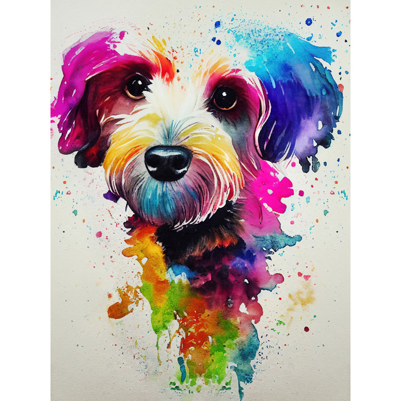 Ink Splatter Cockapoo Dog Watercolour - Print, Unframed, 40.5cm H x 30.5cm W x 0.2cm D