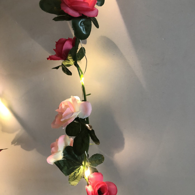 Guirlande de roses en rotin rose, Watermelon Red