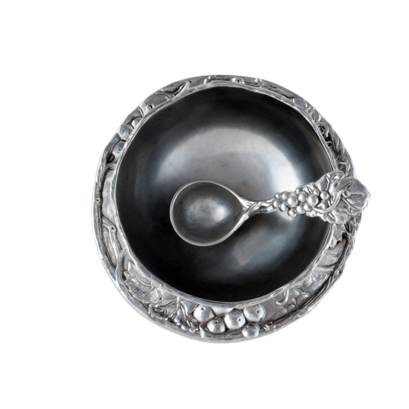 Arthur Court Grape Aluminum Round Condiment Server with Spoon