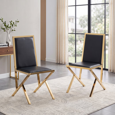 Ensemble de 2 chaises rembourrées en cuir polyuréthane avec structure en métal