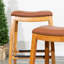 Tabouret de comptoir 24 po - siège de selle en cuir reconstitué naturel, mobilier naturel et siège élégant-199582547-199582544