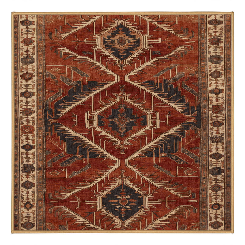 Machine Washable Persian Brown Area Rug, Square 8'