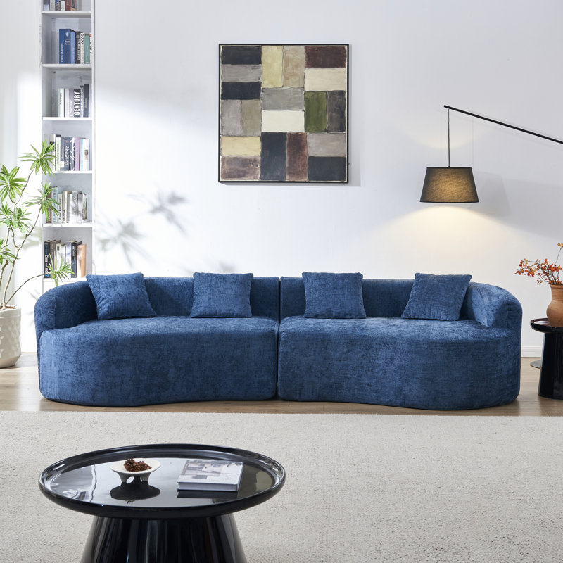 Space-saving Chenille Sofas, Modern Curved Design For Home
