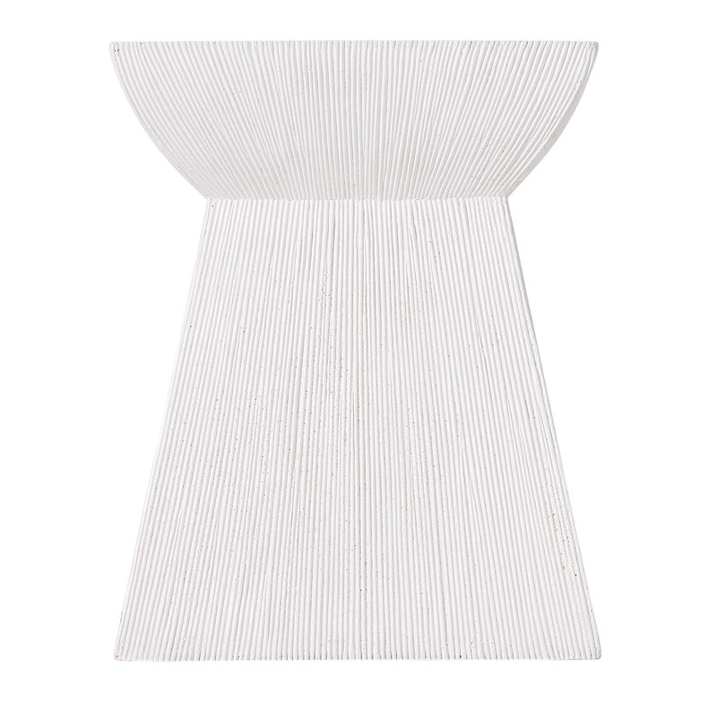 Sophisticated Transitional White Stonecast Side Table, 16"
