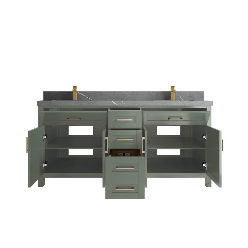 Cambridge 72'' Double Bathroom Vanity with Top, Piatra Gray