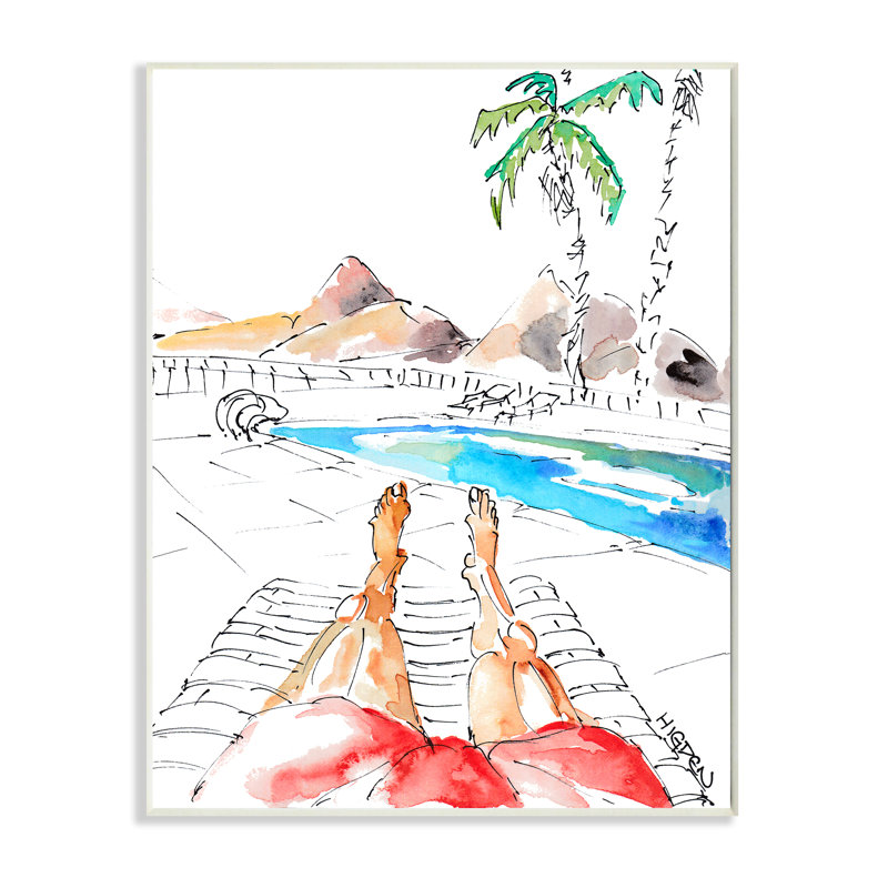 Maillot de bain homme de piscine désert d’été par Mark Higden-impression d’art graphique, H 20 po x l 16 po x 1,5 po